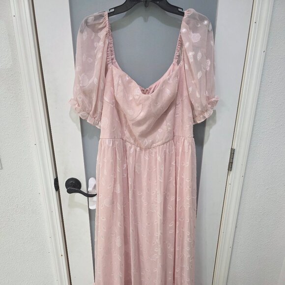Lulus Dresses & Skirts - Lulus Pastel Pink Puff Sleeve Maxi Dress 1X | Romantic Vibes